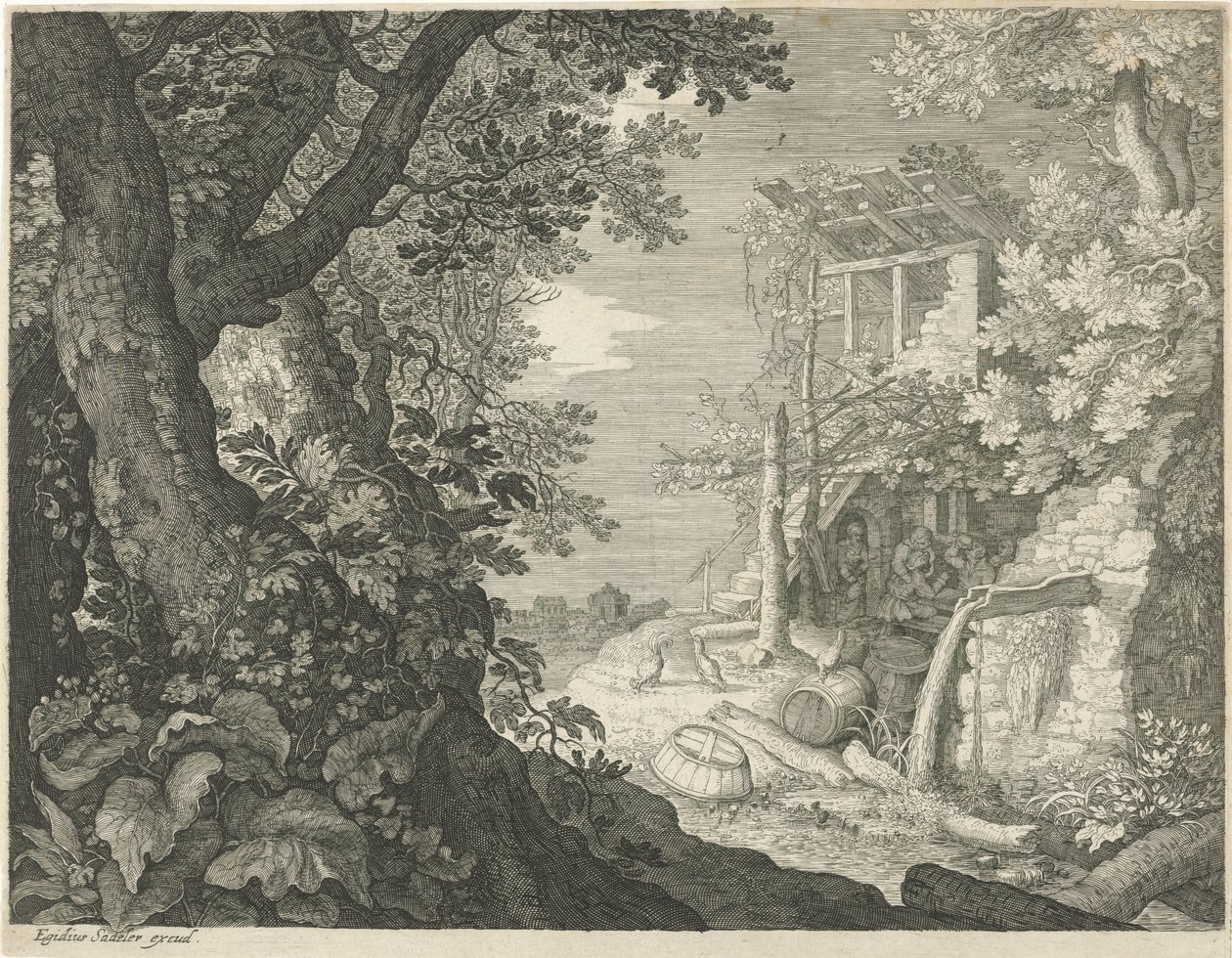 Trinkende Männer in einer Herberge von Egidius  Sadeler (II)