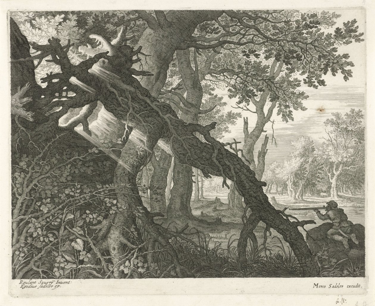 Kaninchenjagd in einer Waldlandschaft von Egidius  Sadeler (II)
