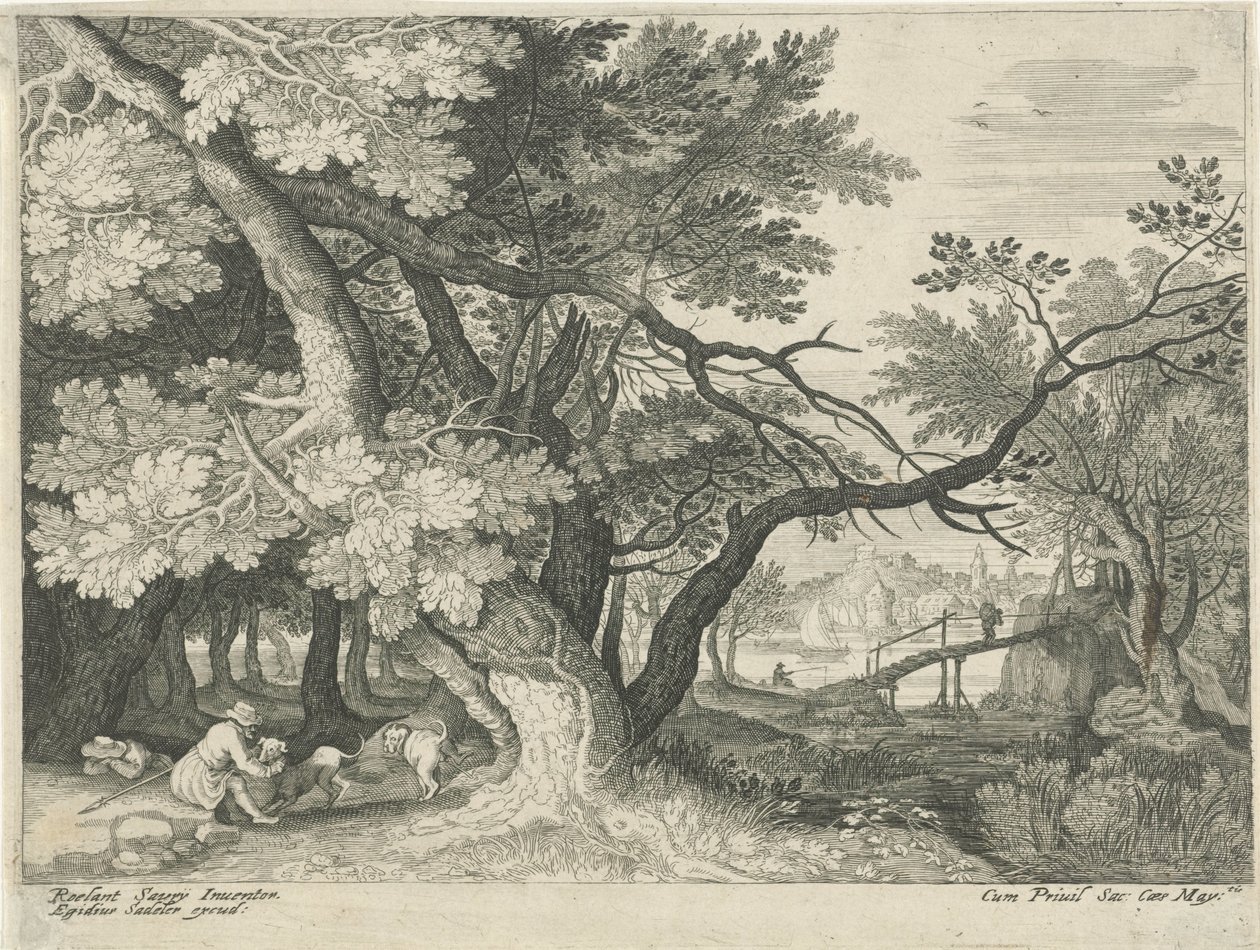 Landschaft mit zwei Jägern von Egidius  Sadeler (II)