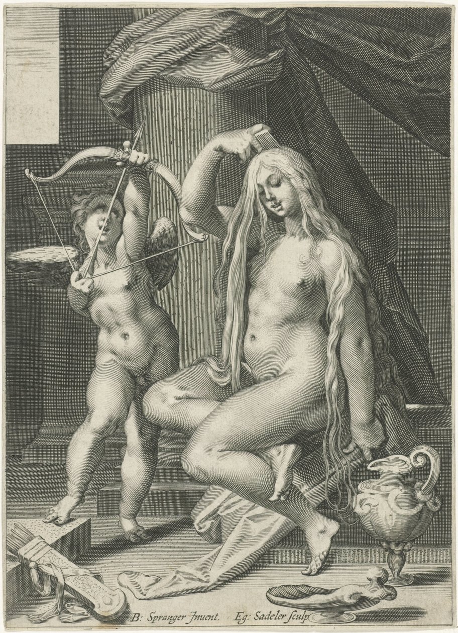 Venus kämmt ihr Haar von Egidius  Sadeler (II)
