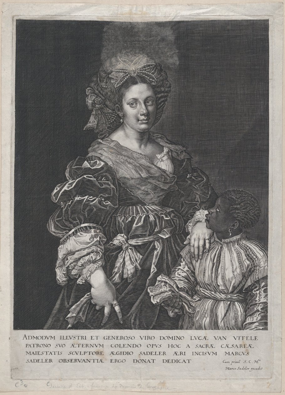 Laura Dianti mit einem schwarzen Pagen von Aegidius Sadeler II