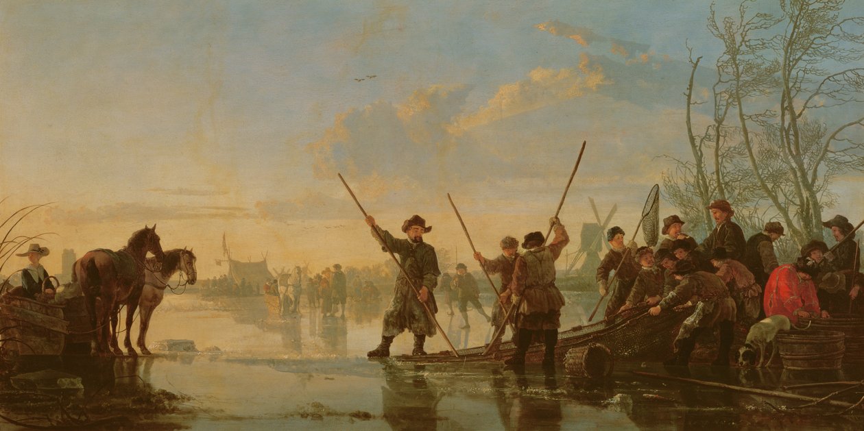 Eisszene mit der Maas bei Dordrecht, ca. 1655-60 von Aelbert Cuyp