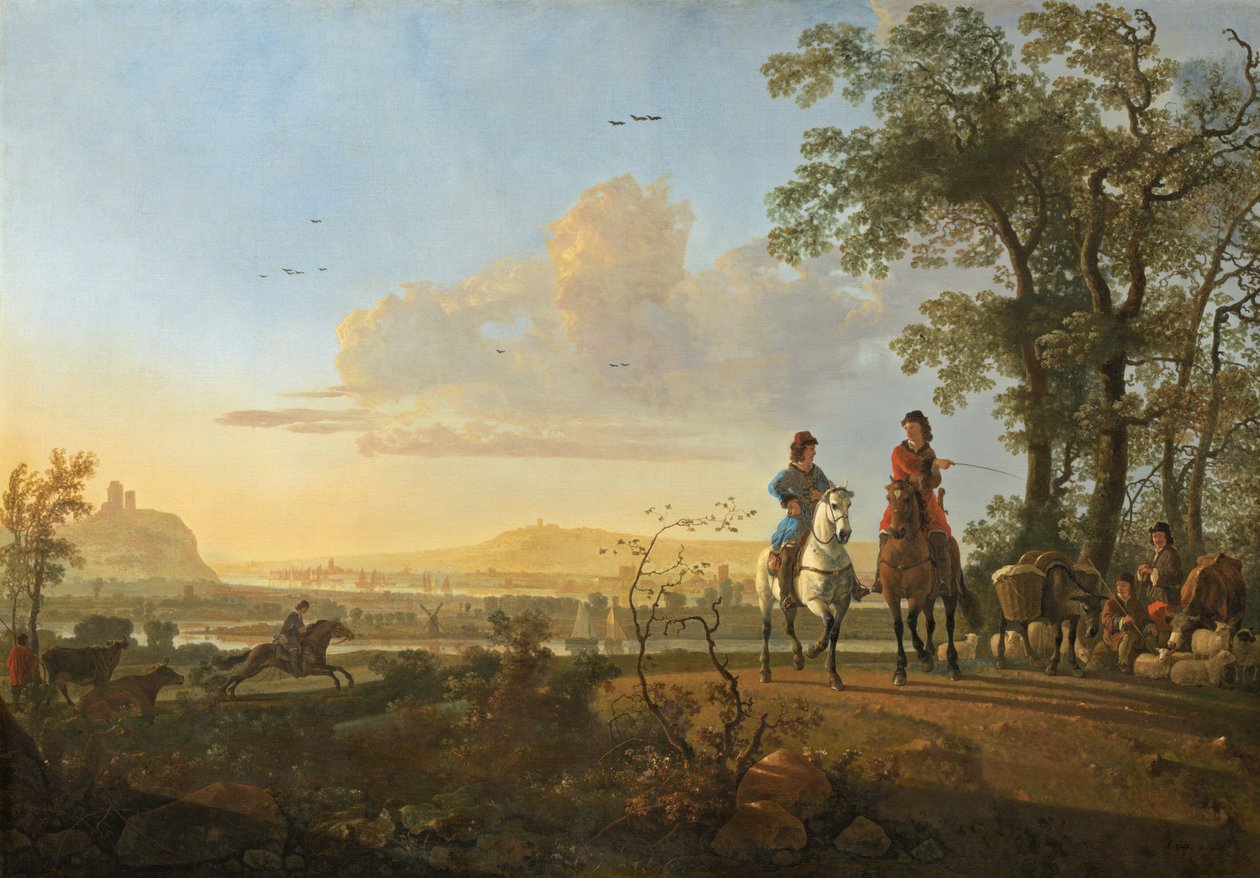 Reiter und Viehhirten mit Rindern von Aelbert Cuyp
