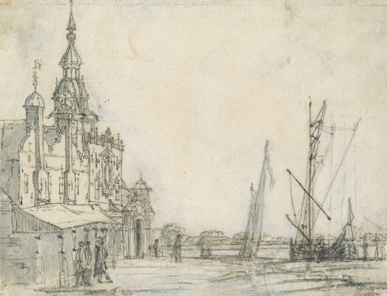 Blick auf die Groothoofdspoort von Nordosten, Dordrecht, 1618 von Aelbert Cuyp