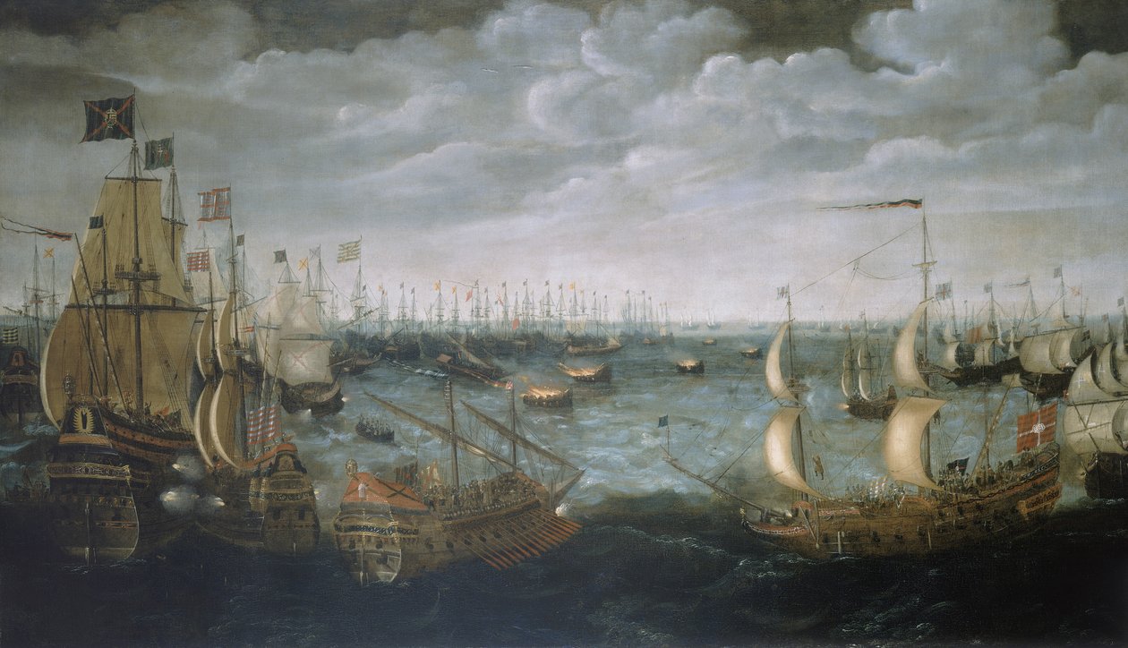 Start der Brandschiffe gegen die spanische Armada, 7. August 1588 von Aert Anthonisz