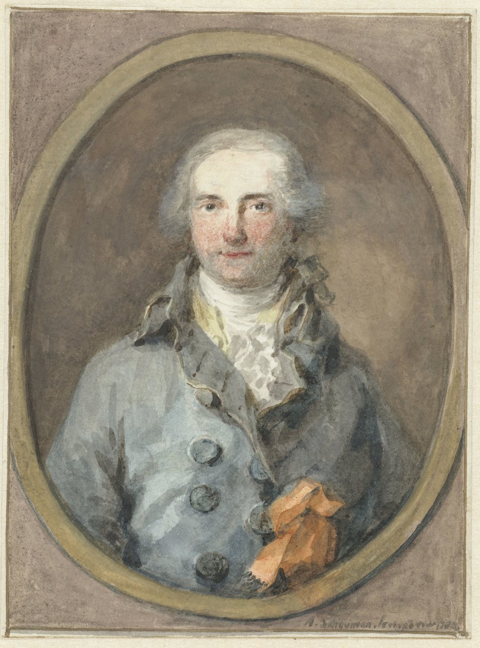 Porträt eines Herrn in einem ovalen Rahmen von Aert Schouman