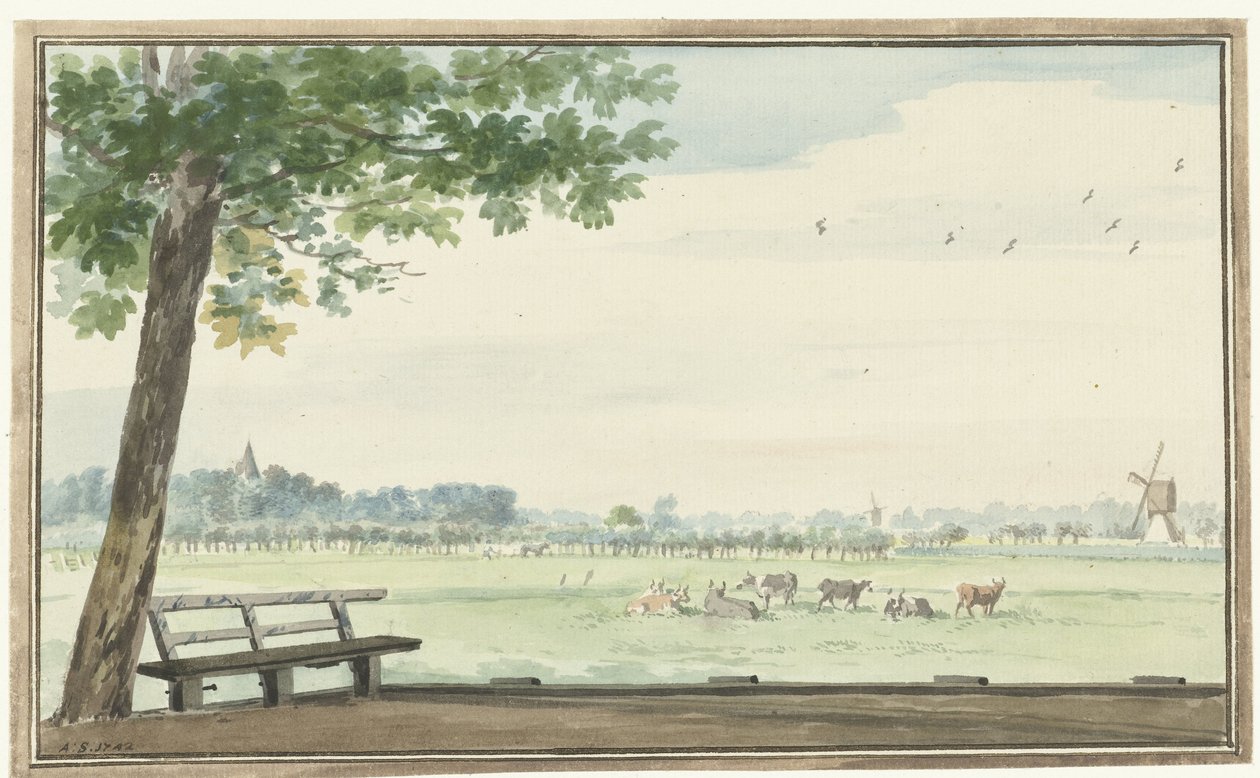 Das Hamlet, De Lindt, in der Zwijndrechtse Waard bei Meerdervoort von Aert Schouman