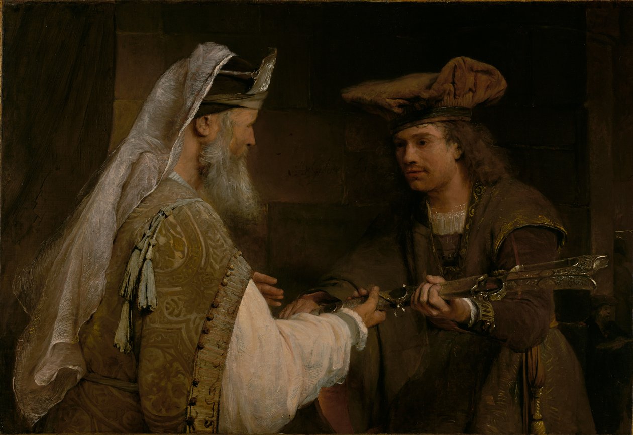 Ahimelech gibt David das Schwert von Goliath von Aert de Gelder