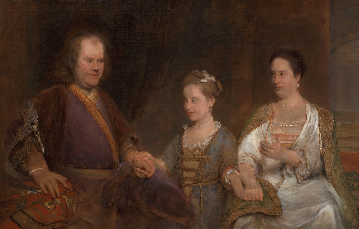 Hermanus Boerhaave (1668-1738), Professor der Medizin an der Universität Leiden, mit seiner Frau Maria Drolenvaux (1686-1746) und ihrer Tochter Johanna Maria (1712-91) von Aernt de Gelder