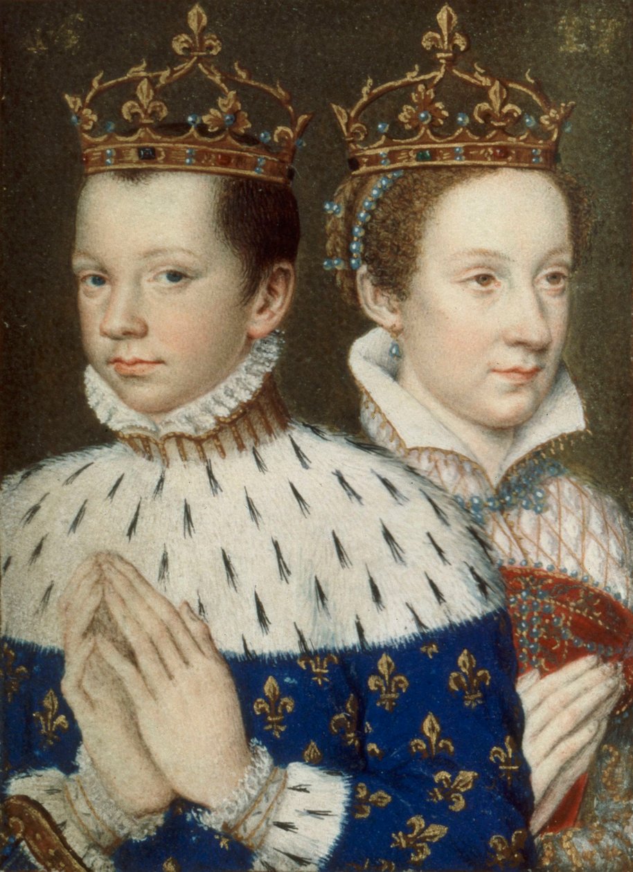 Francis II und Maria, Königin von Schottland (beschnitten) von After François Clouet