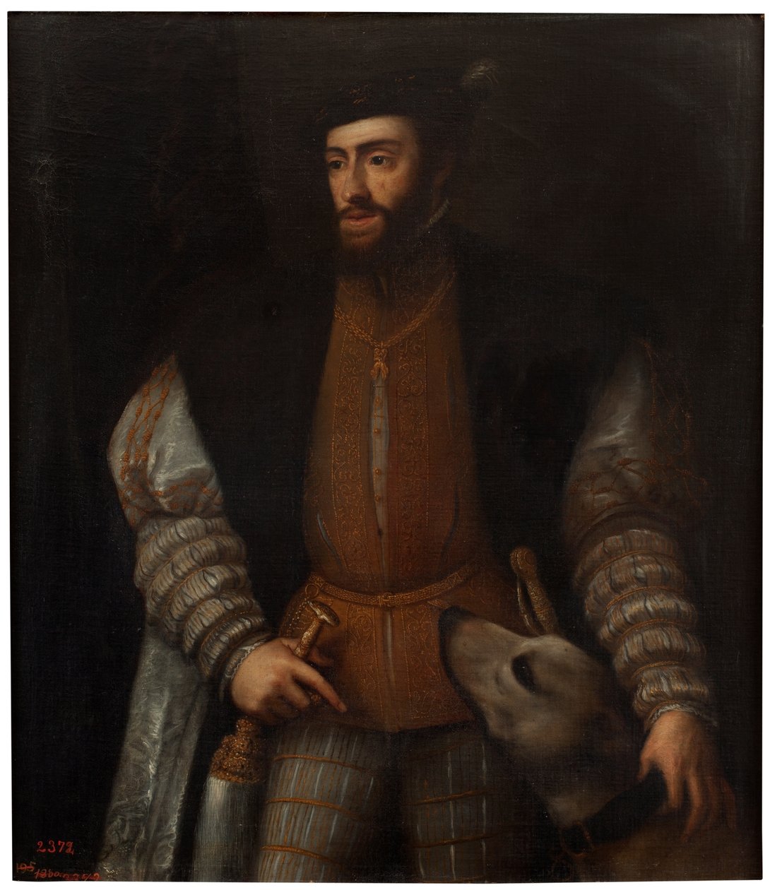 Der Kaiser Karl V. mit einem Hund von after Titian