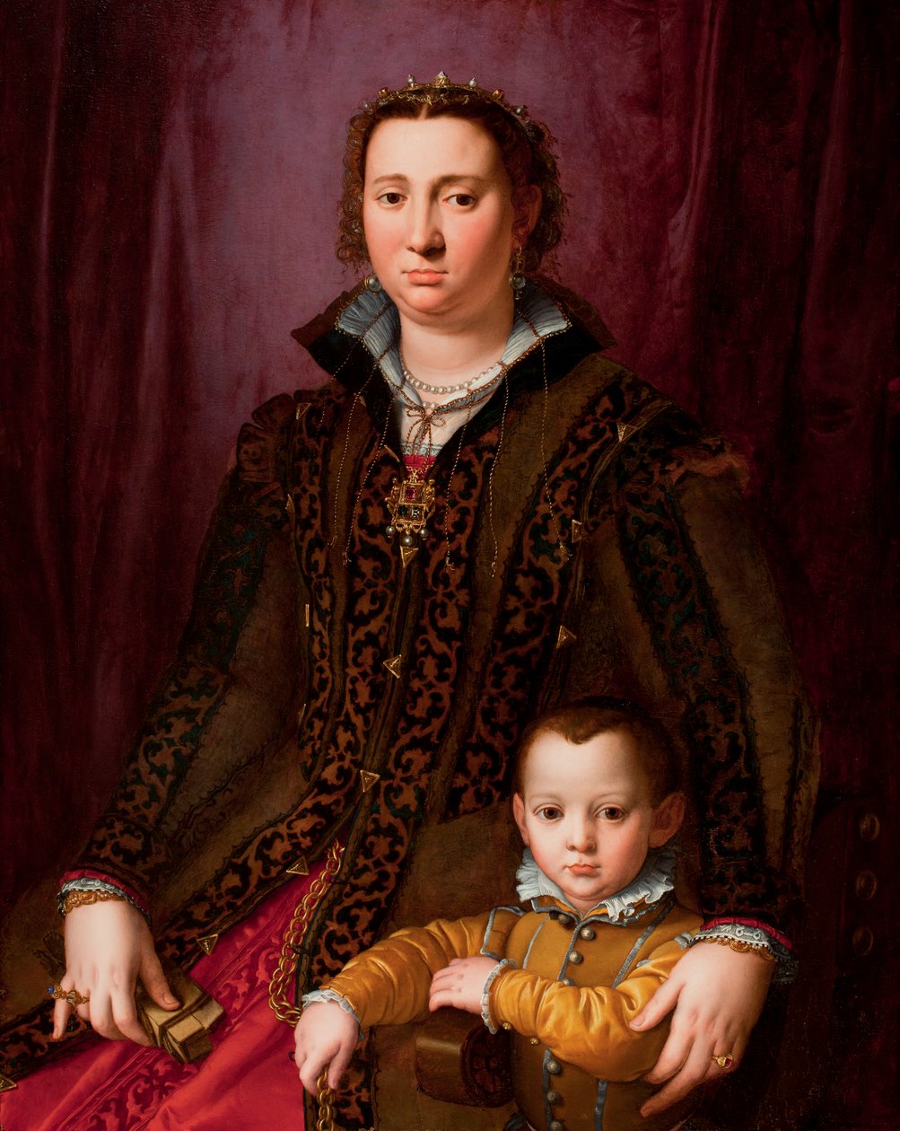 Porträt von Giovanna Chevara und ihrem Sohn Giovanni Montalvo, ca. 1560-65 von Agnolo (manner of) Bronzino