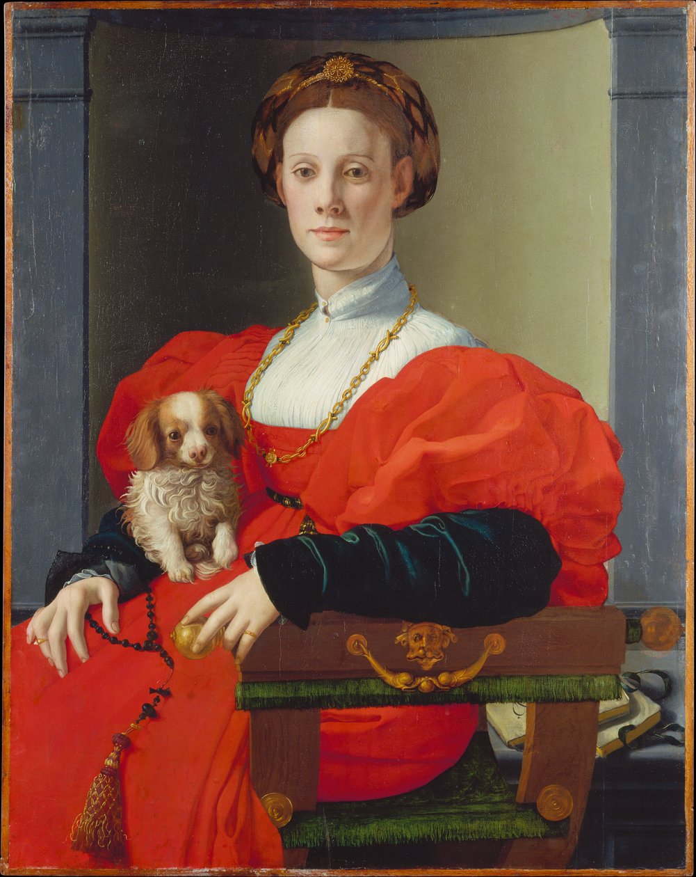 Porträt einer Dame in Rot (Francesca Salviati?) von Agnolo Bronzino