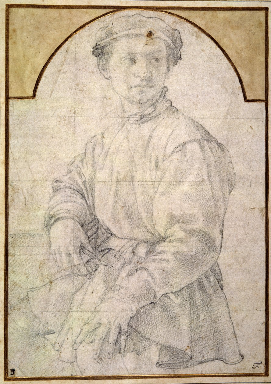Studie für einen jungen Mann mit Laute von Agnolo Bronzino