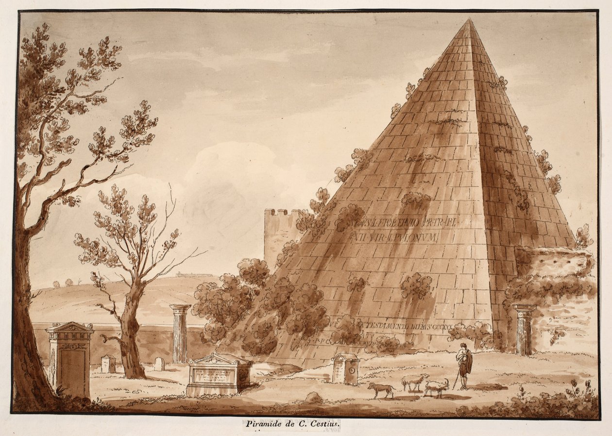 Die Pyramide des C. Cestius, 1833 von Agostino Tofanelli