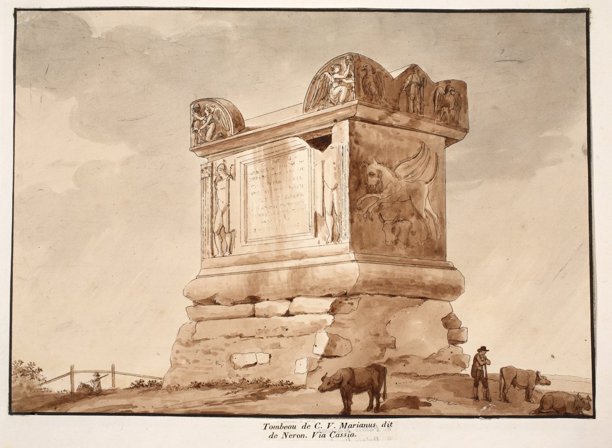 Das Grab von C.V. Marianus, auch bekannt als Neros Grab. Via Cassia, 1833 von Agostino Tofanelli