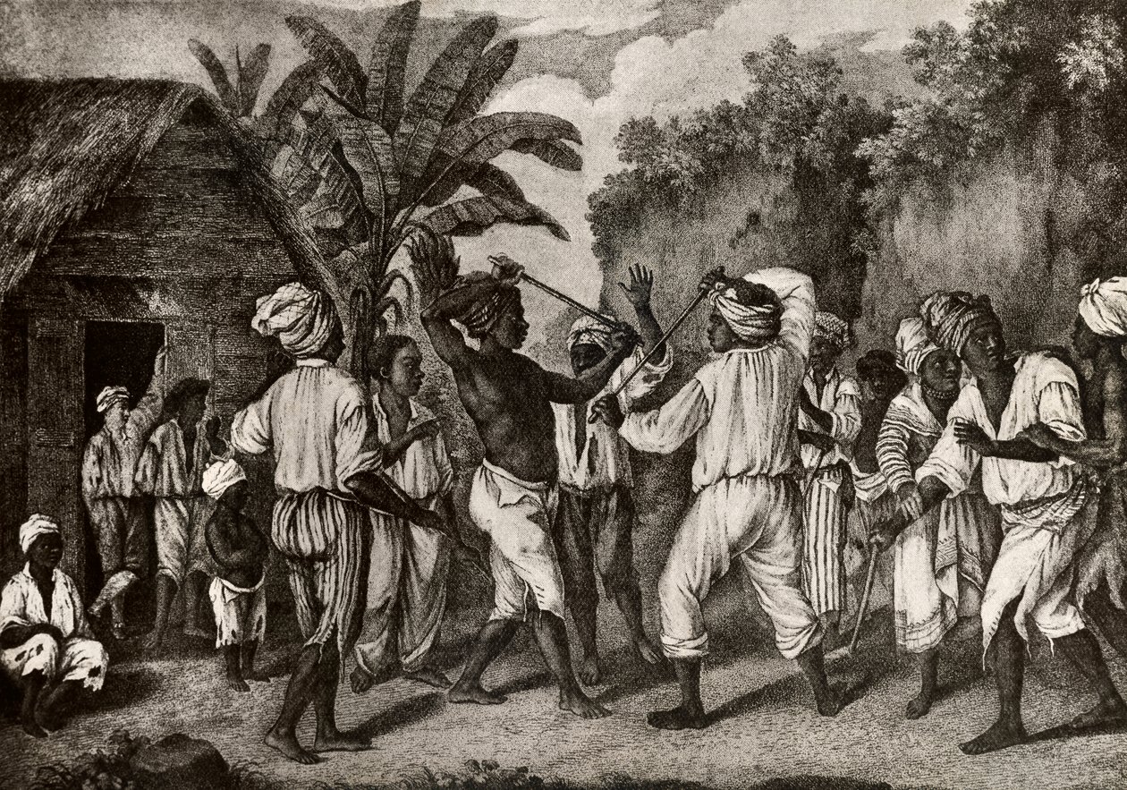 Knüppelwettkampf zwischen englischen und französischen Negern auf der Insel Dominica, Santo Domingo von Agostino Brunias