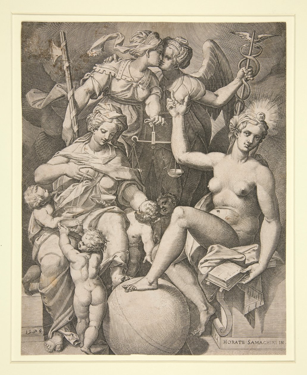 Nächstenliebe, Gerechtigkeit, Wahrheit und Frieden von Agostino Carracci