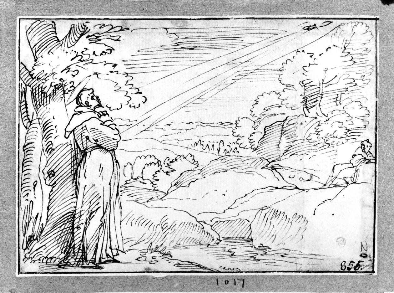Landschaft mit St. Franziskus von Agostino Carracci