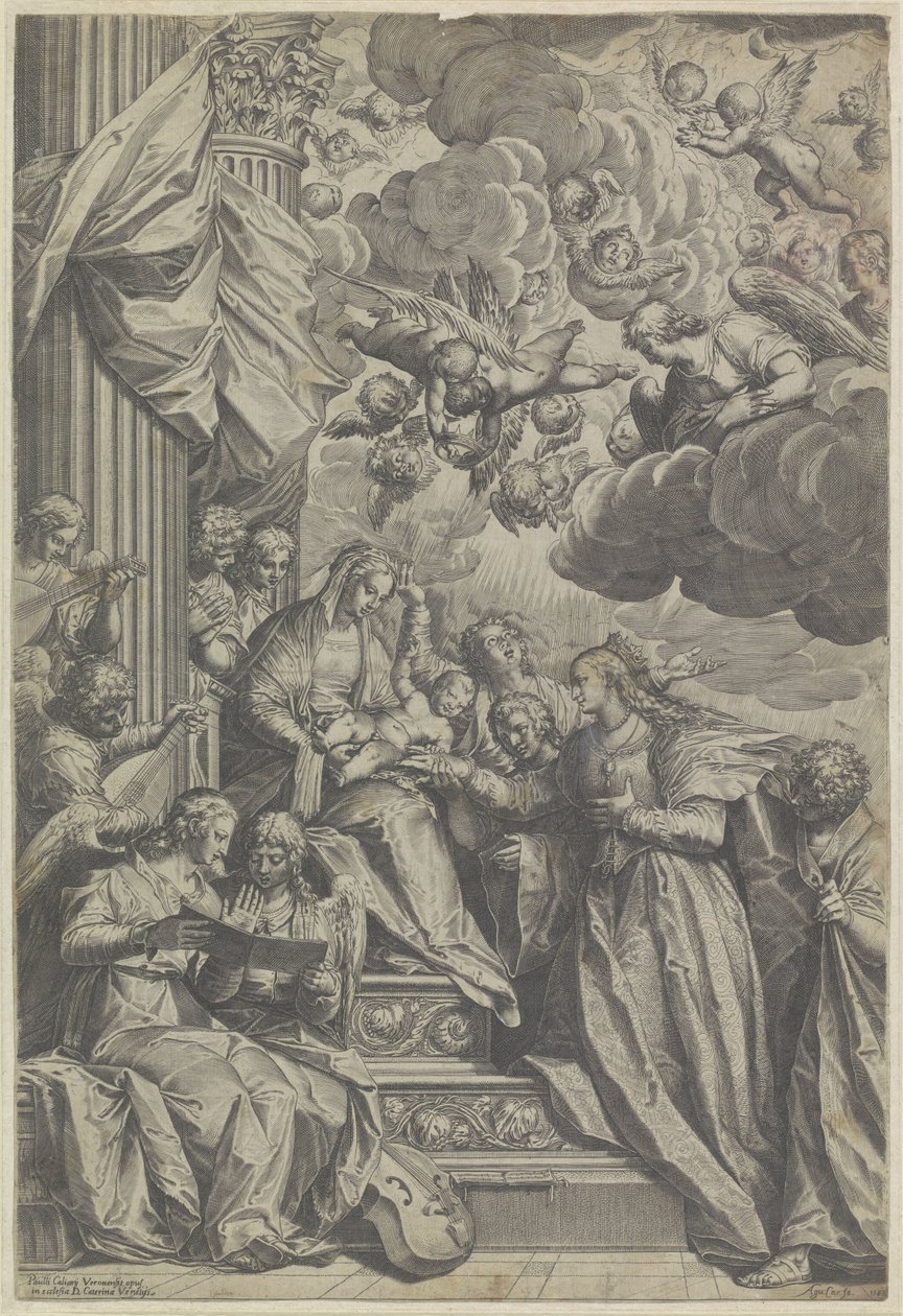 Mystische Hochzeit der heiligen Katharina von Agostino Carracci