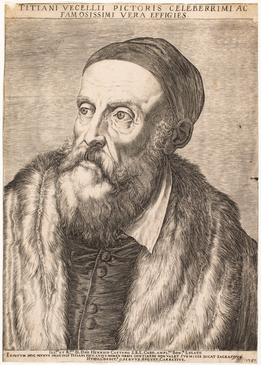 Porträt von Tizian von Agostino Carracci
