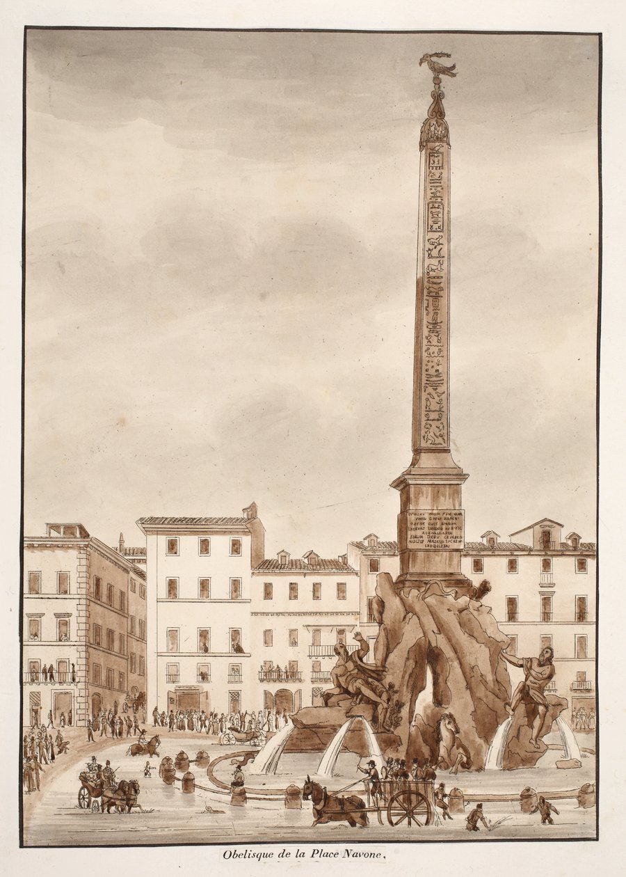 Der Obelisk auf der Piazza Navona, 1833 von Agostino Tofanelli
