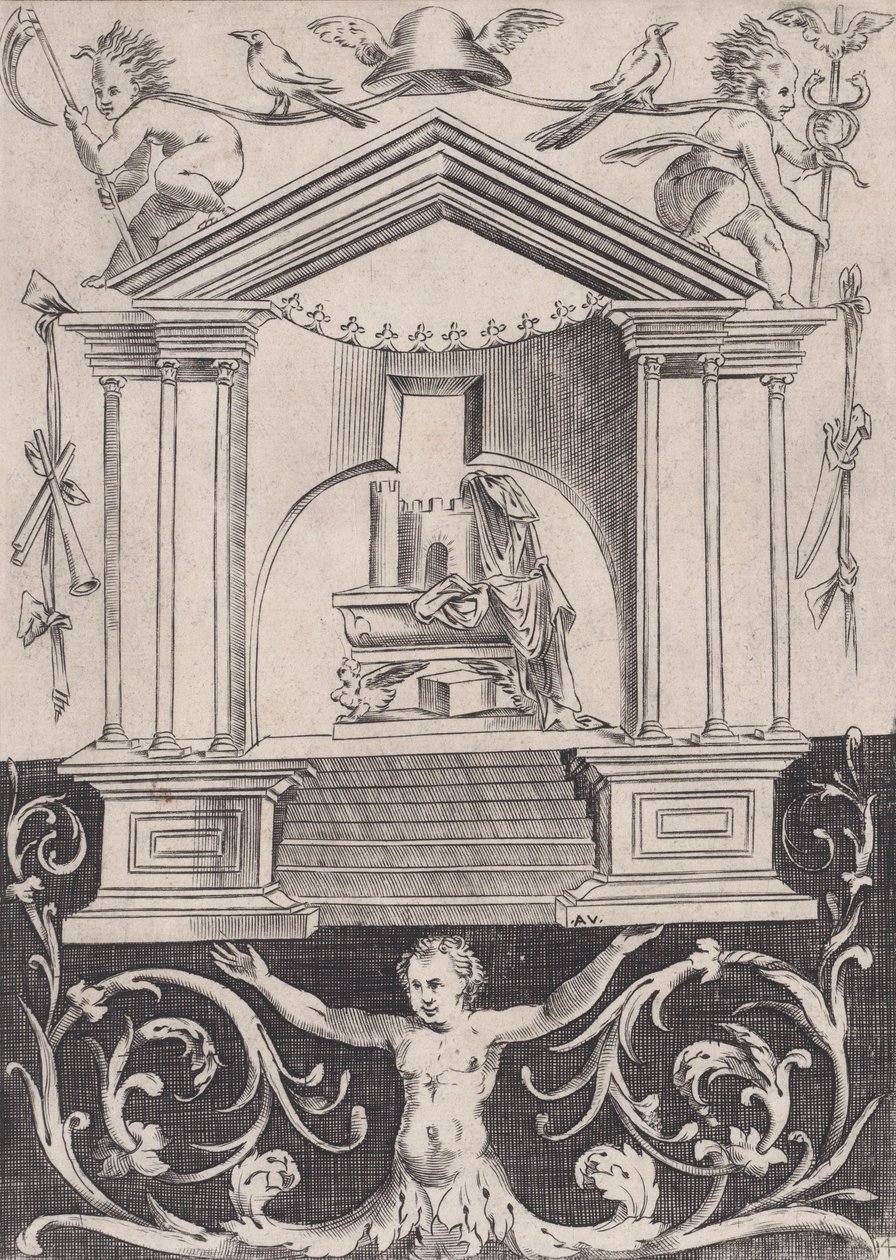 Ornamentales Panel, ca. 1514-36 von Agostino Veneziano