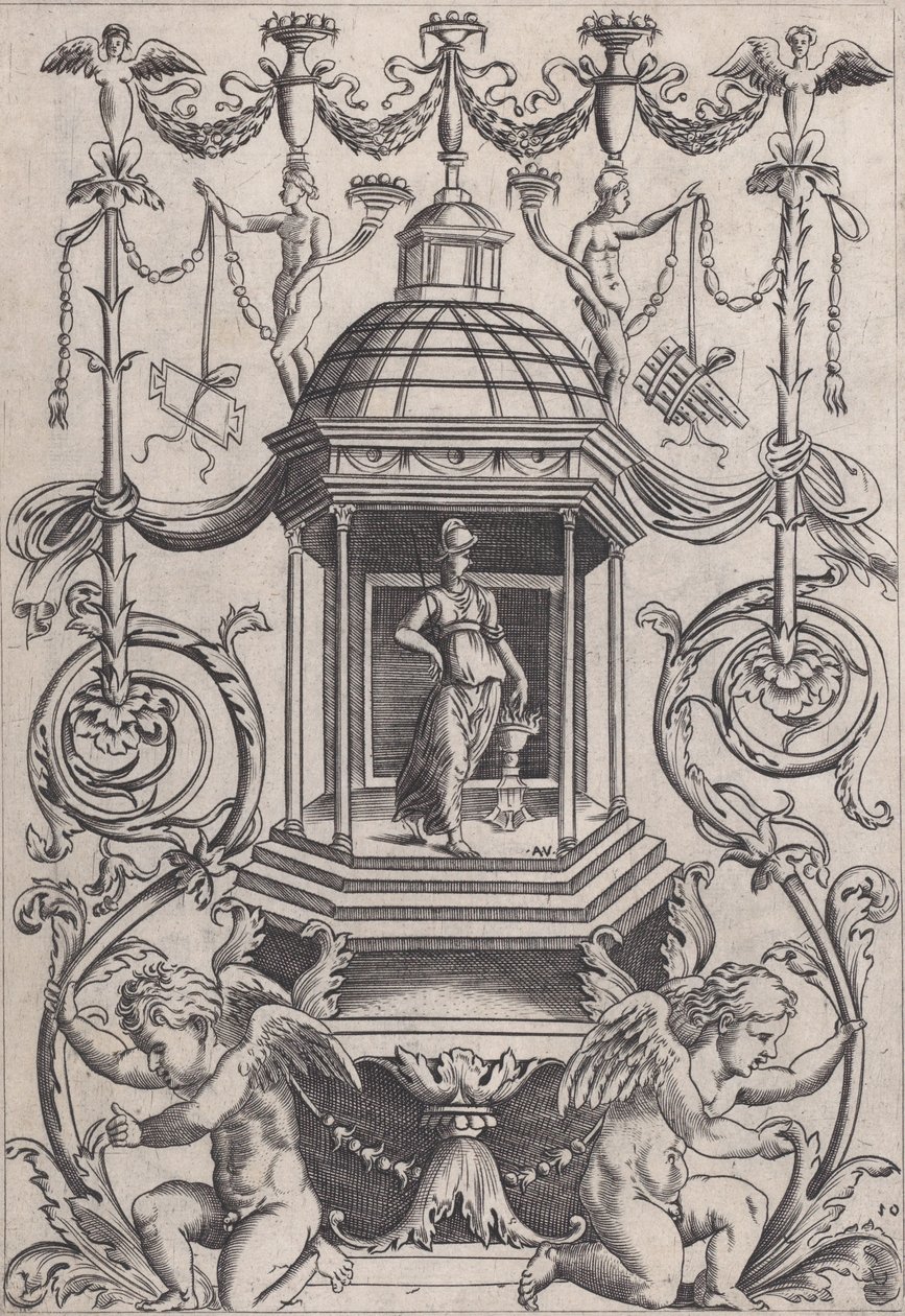 Ornamentales Panel, ca. 1514-1536 von Agostino Veneziano