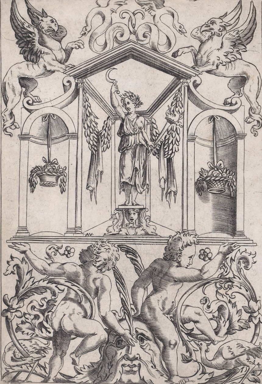 Ornamentales Panel von Agostino Veneziano