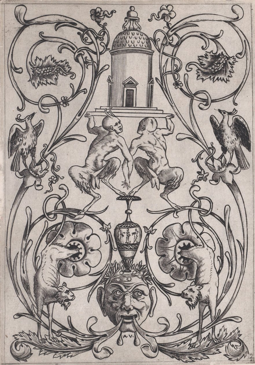 Ornamenttafel, ca. 1514-1536 von Agostino Veneziano