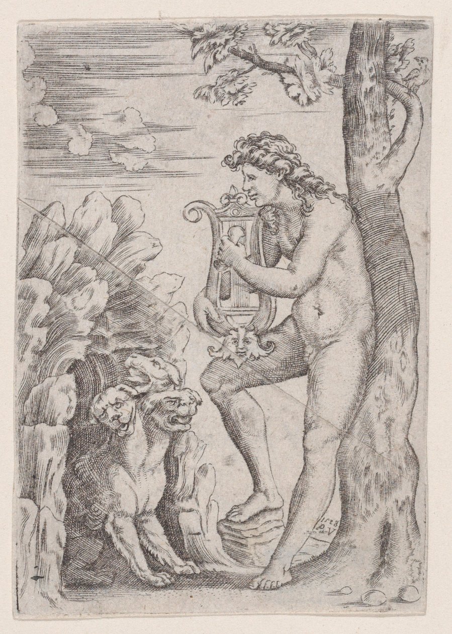 Orpheus, datiert 1528 von Agostino Veneziano