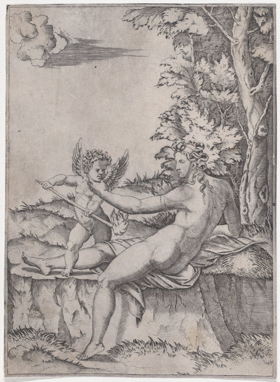 Venus und Eros von Agostino Veneziano