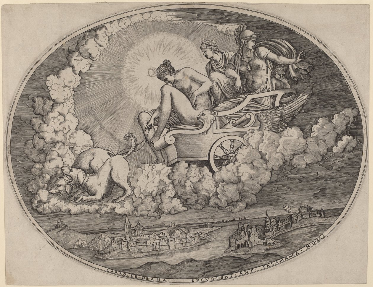 Der Wagen der Diana von Agostino dei Musi after Luca Penni