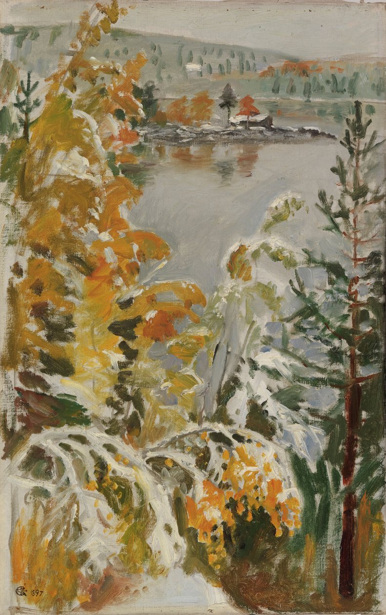 Herbstlandschaft, erster Schnee von Akseli Gallen-Kallela