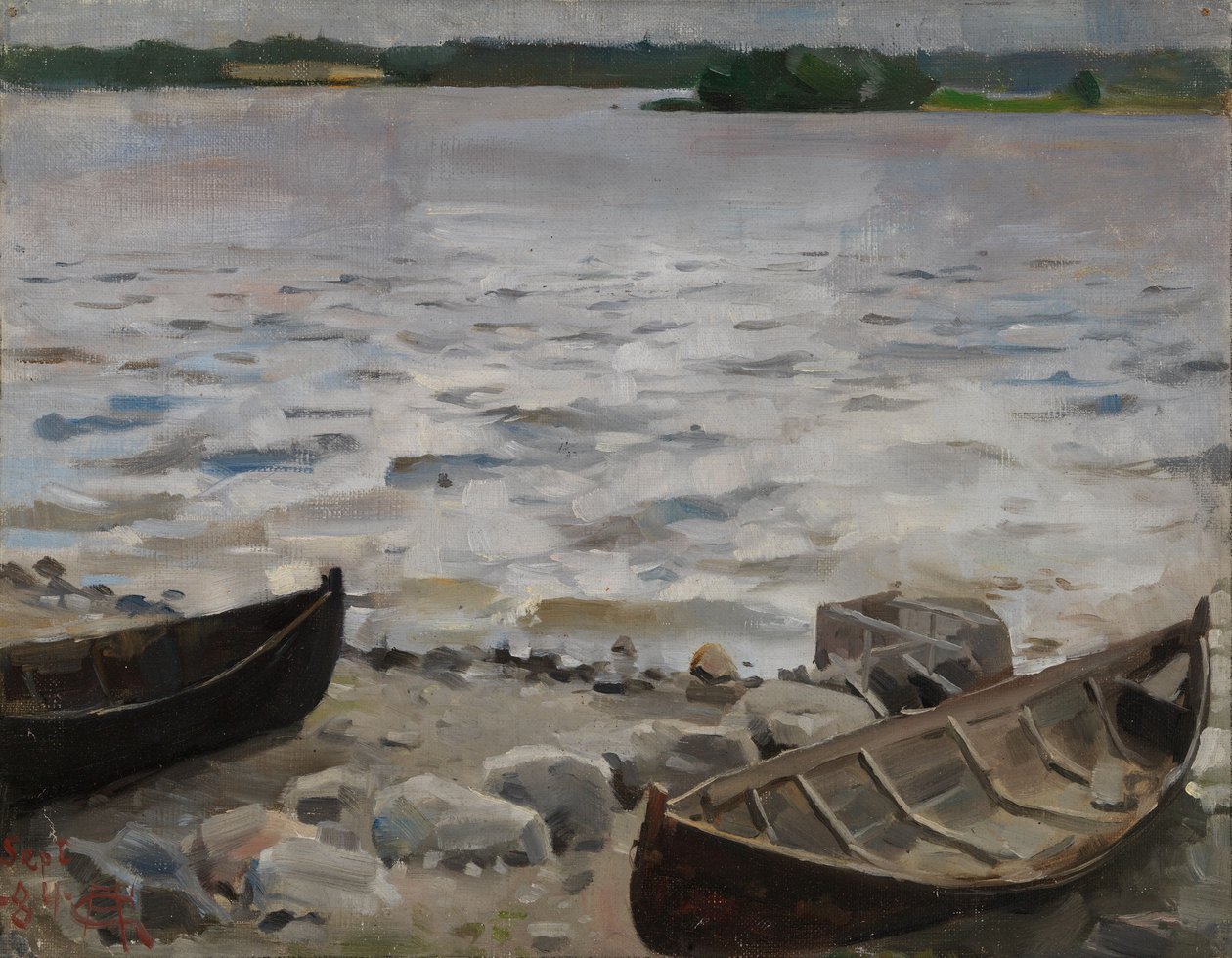Boote am Ufer von Akseli Gallen-Kallela