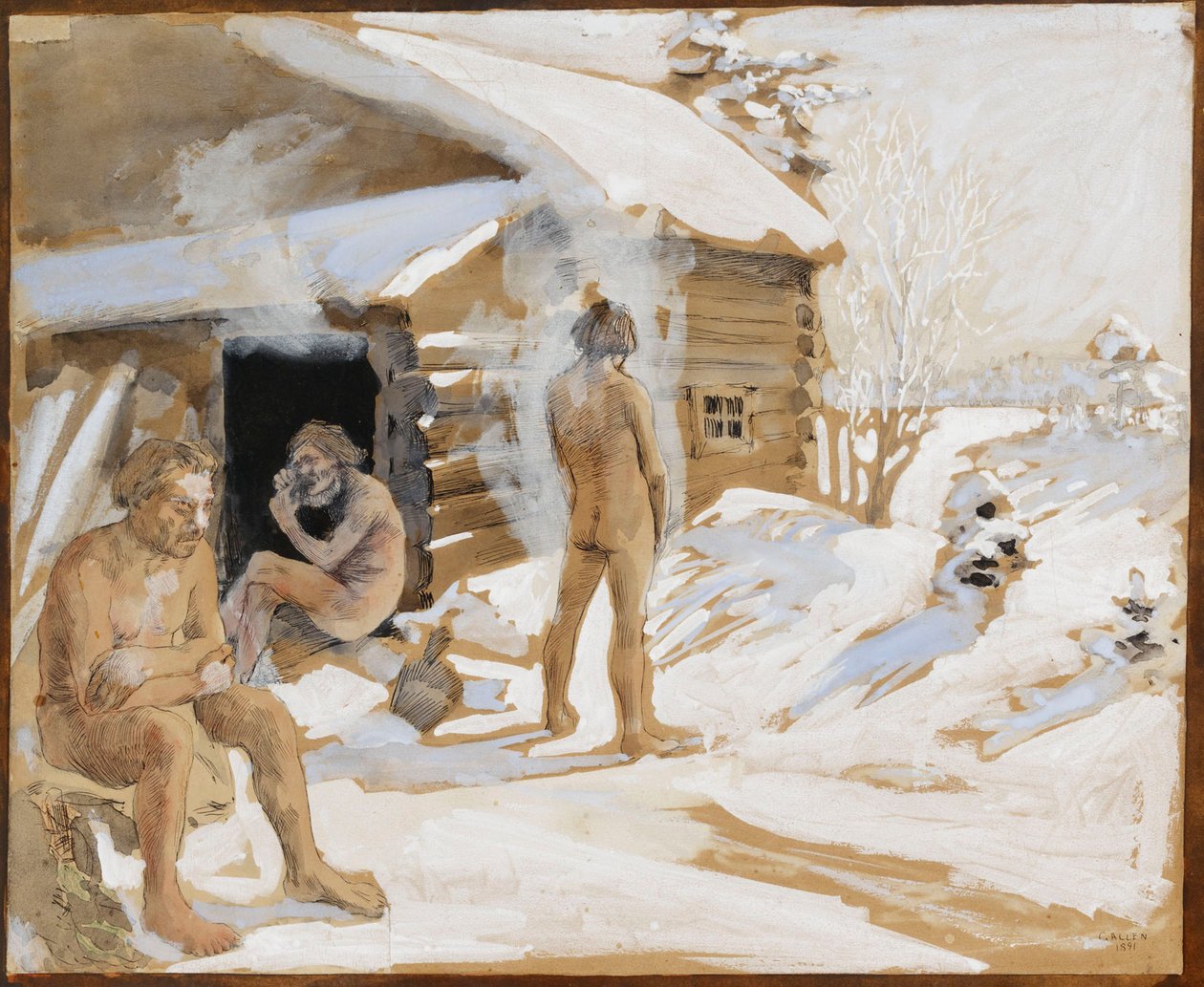Vor der Sauna von Akseli Gallen-Kallela