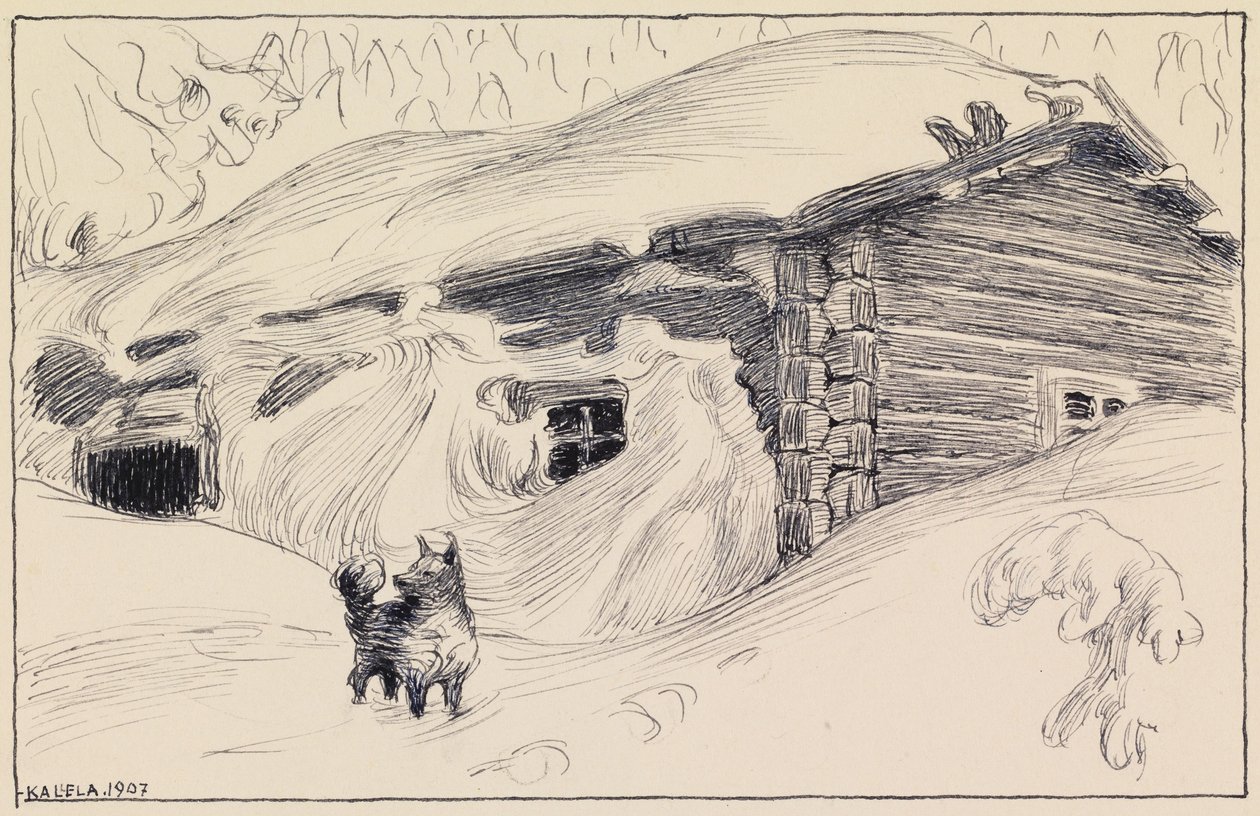 Die Hütte im Schnee von Akseli Gallen-Kallela