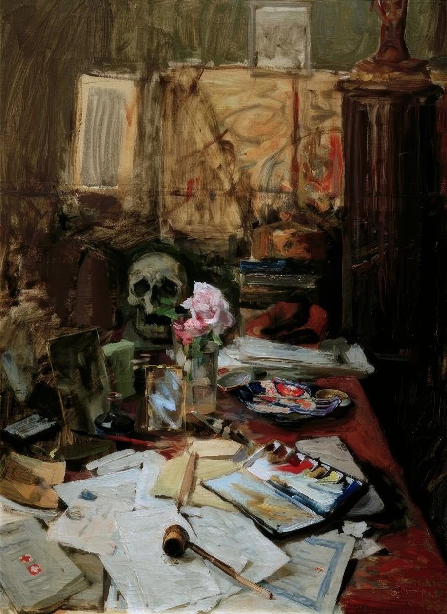 Arbeitstisch in Paris von Akseli Valdemar Gallen-Kallela