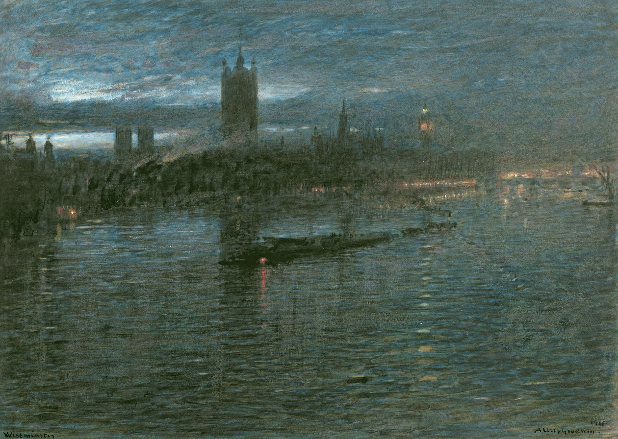 Westminster bei Nacht von Albert Goodwin