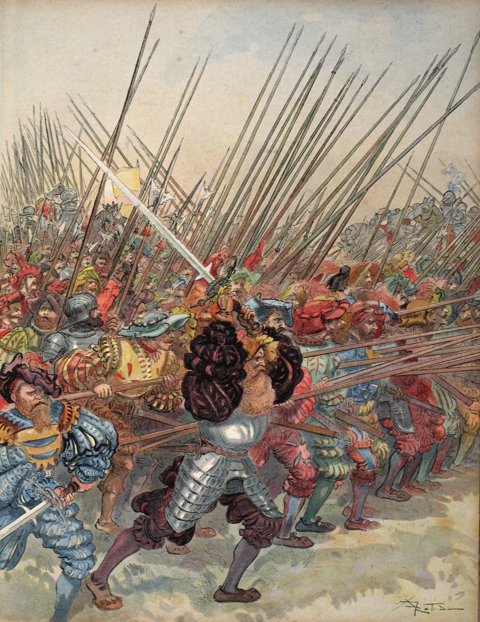 Angriff der Schweizer bei Marignan, Illustration aus 