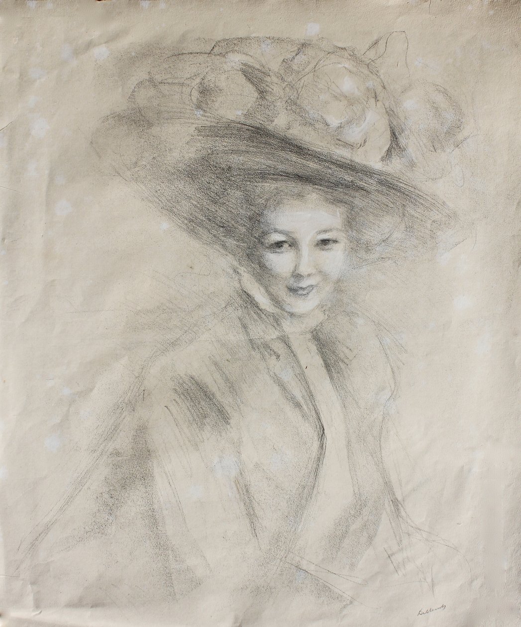Porträt einer Frau mit breitkrempigem Hut, geschmückt mit Musselin, ca. 1905 von Albert de Belleroche