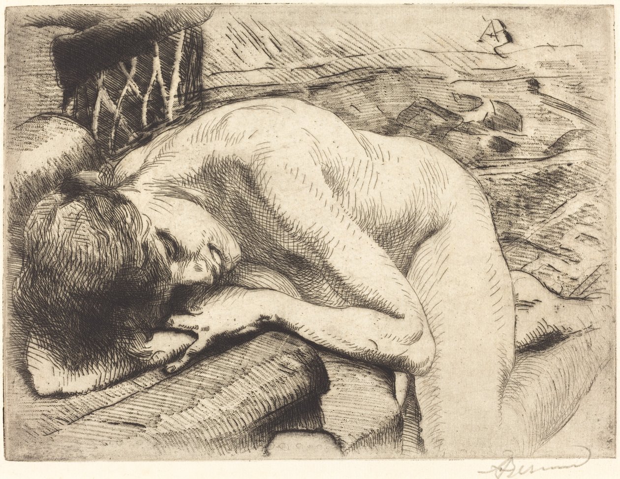 Modell schläft auf dem Boden (Le modèle endormi à terre) von Albert Besnard