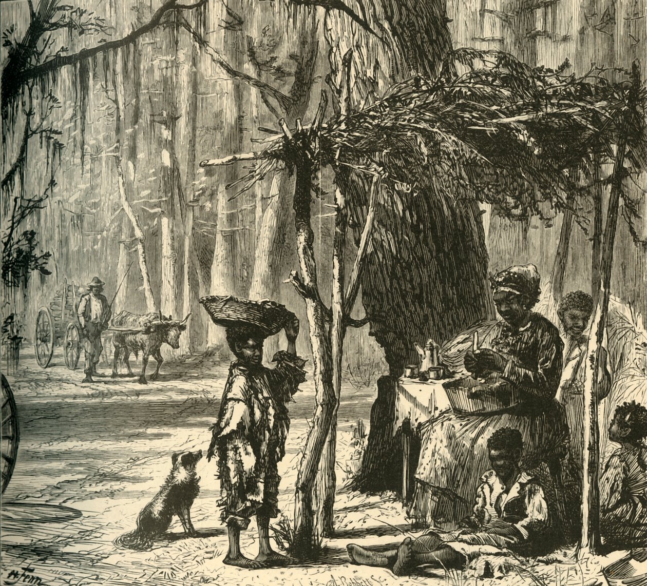 Eine Straßenszene in der Nähe von Charleston, 1872 von Albert Bobbett