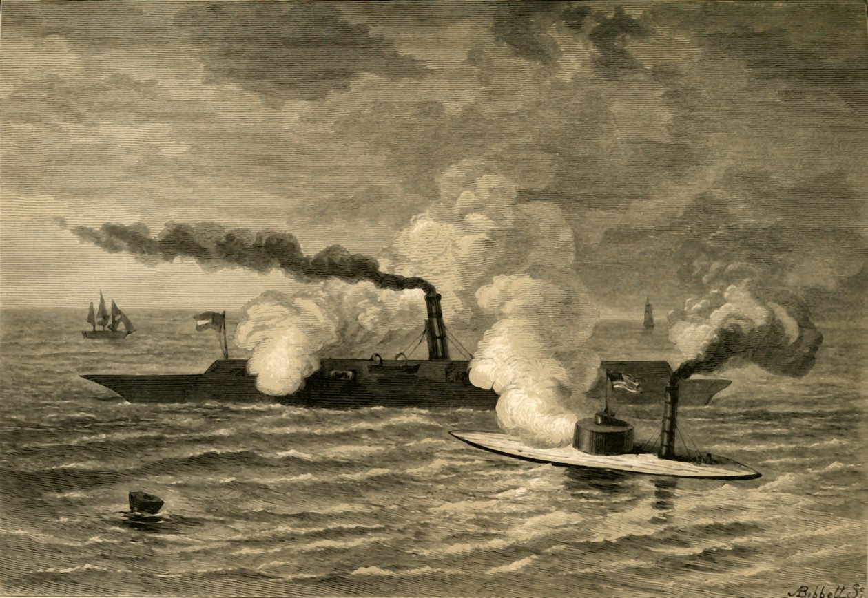 Angriff des Monitors auf die Merrimack, 1878 von Albert Bobbett