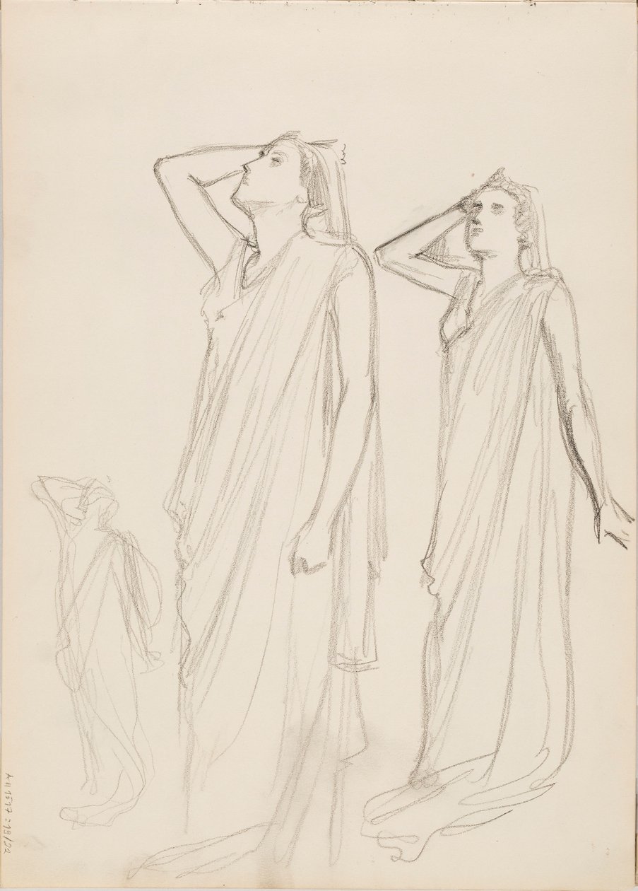 Aino Ackté als Alcestis, drei Skizzen von Albert Edelfelt