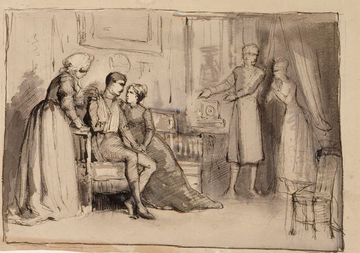 Rückkehr des Kapitäns, Kompositionsstudie. Illustrationen für Julqvällen (Heiligabend) von J. L. Runeberg von Albert Edelfelt