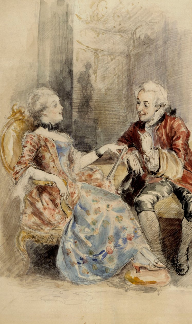 Paar im Gespräch, Rokoko-Kleidung von Albert Edelfelt