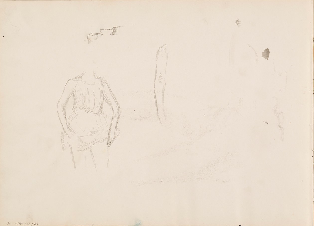 Frau, die den Saum hebt, Gesicht, Arm von Albert Edelfelt
