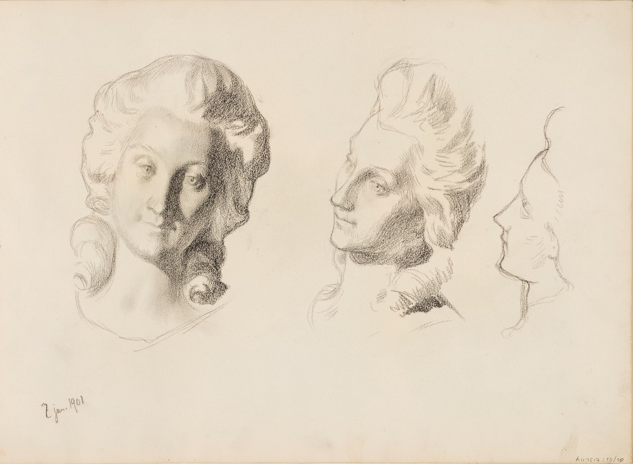 Masken, Skizze / 1700er Jahre (Rokoko), Skizze von Albert Edelfelt