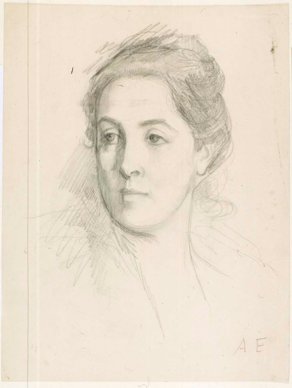 Porträtkopf der Frau des Künstlers, Studie für Gemälde von Albert Edelfelt
